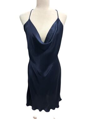 Wilfred By Aritzia Navy Cowl Mini Slip Dress